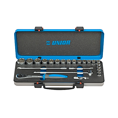 Zestaw nasadek 1/2" w metalowej skrzynce UNIOR