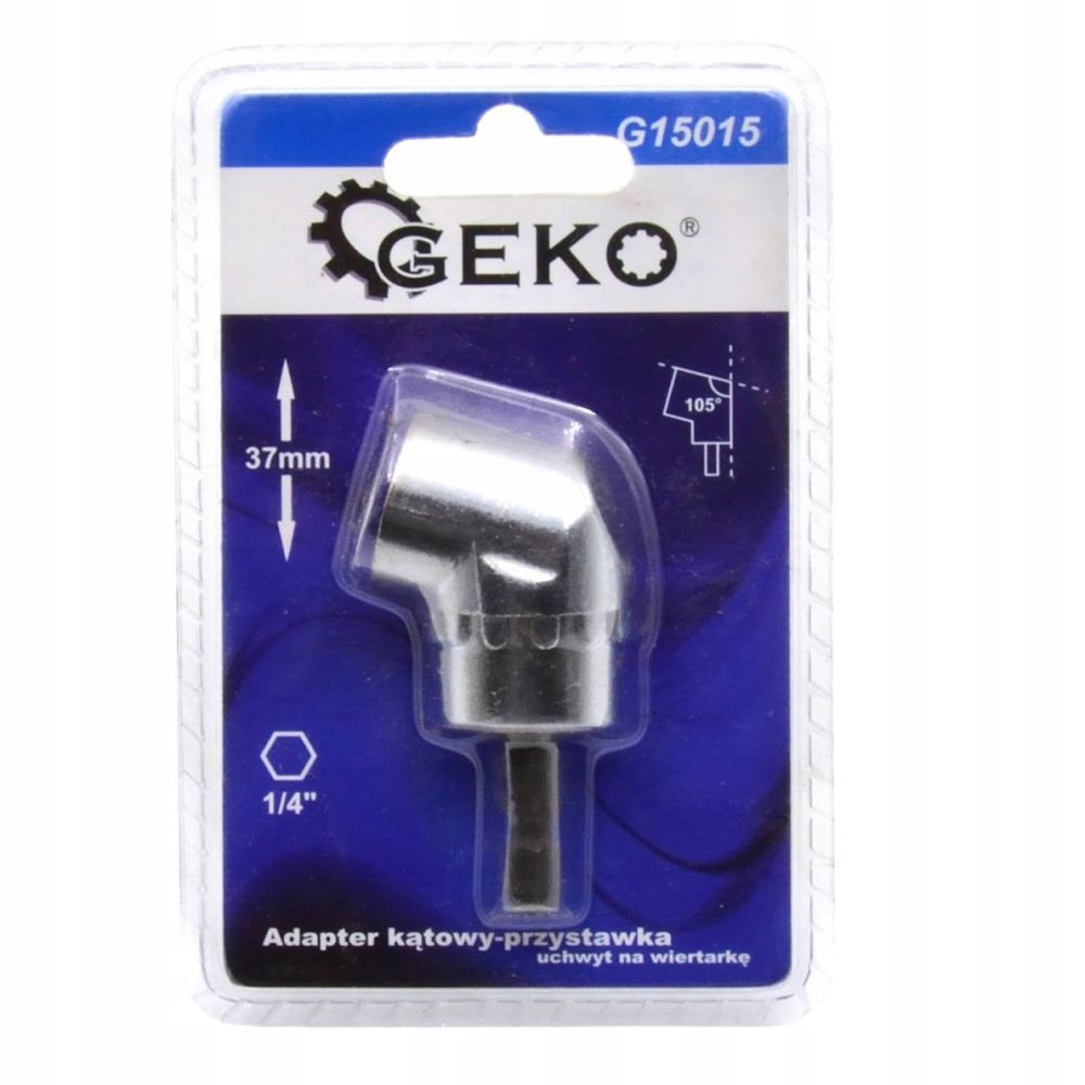 Adapter kątowy do wkrętarki 1/4" na bity, L=37mm}