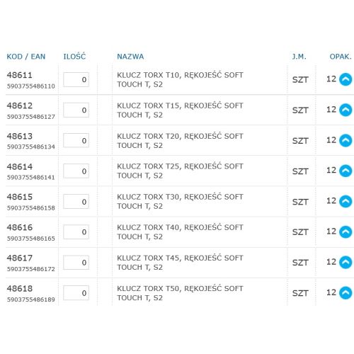 Zestaw kluczy imbusowych + torx z rękoje. typu "T"