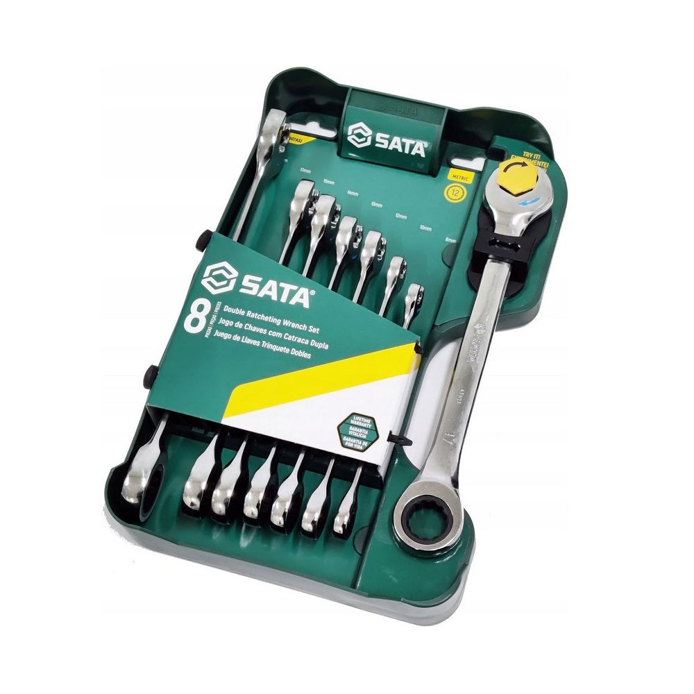 Zestaw kluczy pł.-oczk. 8-19mm z podwójną grzech. }