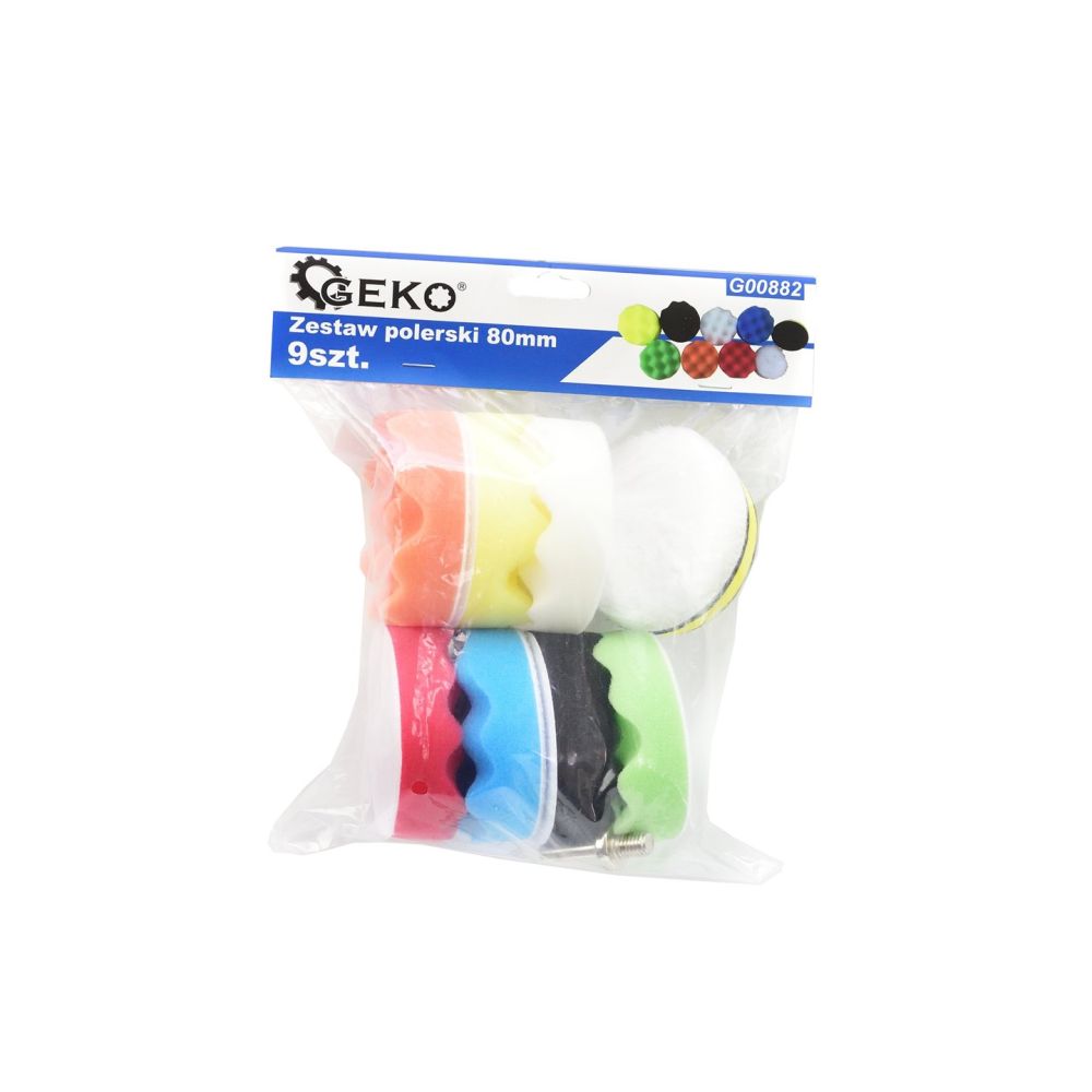 Gąbki polerskie 80mm 9 szt. zestaw GEKO}