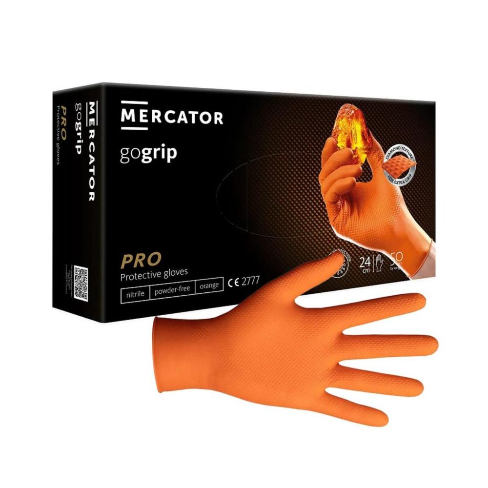 Rękawice nitrylowe (50 szt) XL GoGrip pomarańcz}
