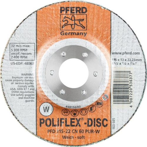 Ściernice Poliflex PFD 115-22 CN 60 PUR-W